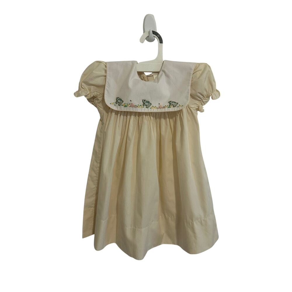 Rosalina Collections Girls' 18M Yellow Vintage Toddler Puff Sleeve Smocked Dress